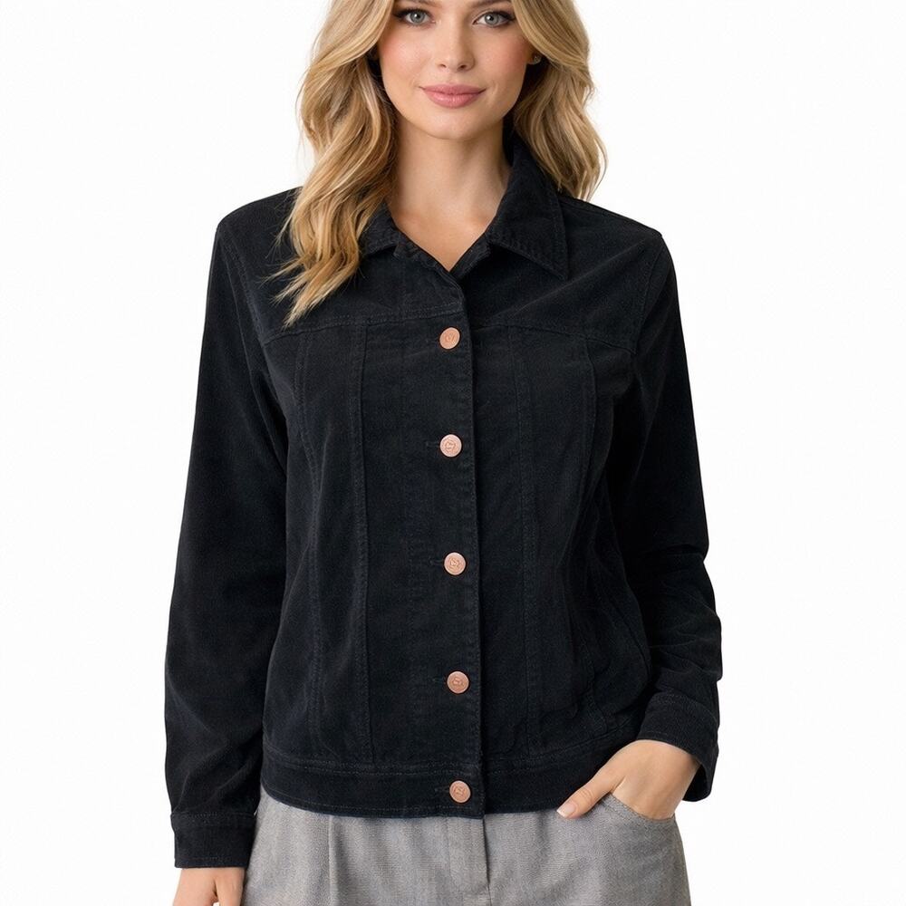 NYDJ Black Brushed Cotton Denim Style Jacket Size S